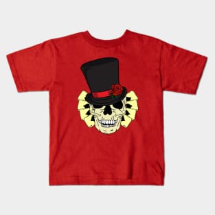 Magician Skull Wearing Top Hat and Deck of Cards Kids T-Shirt